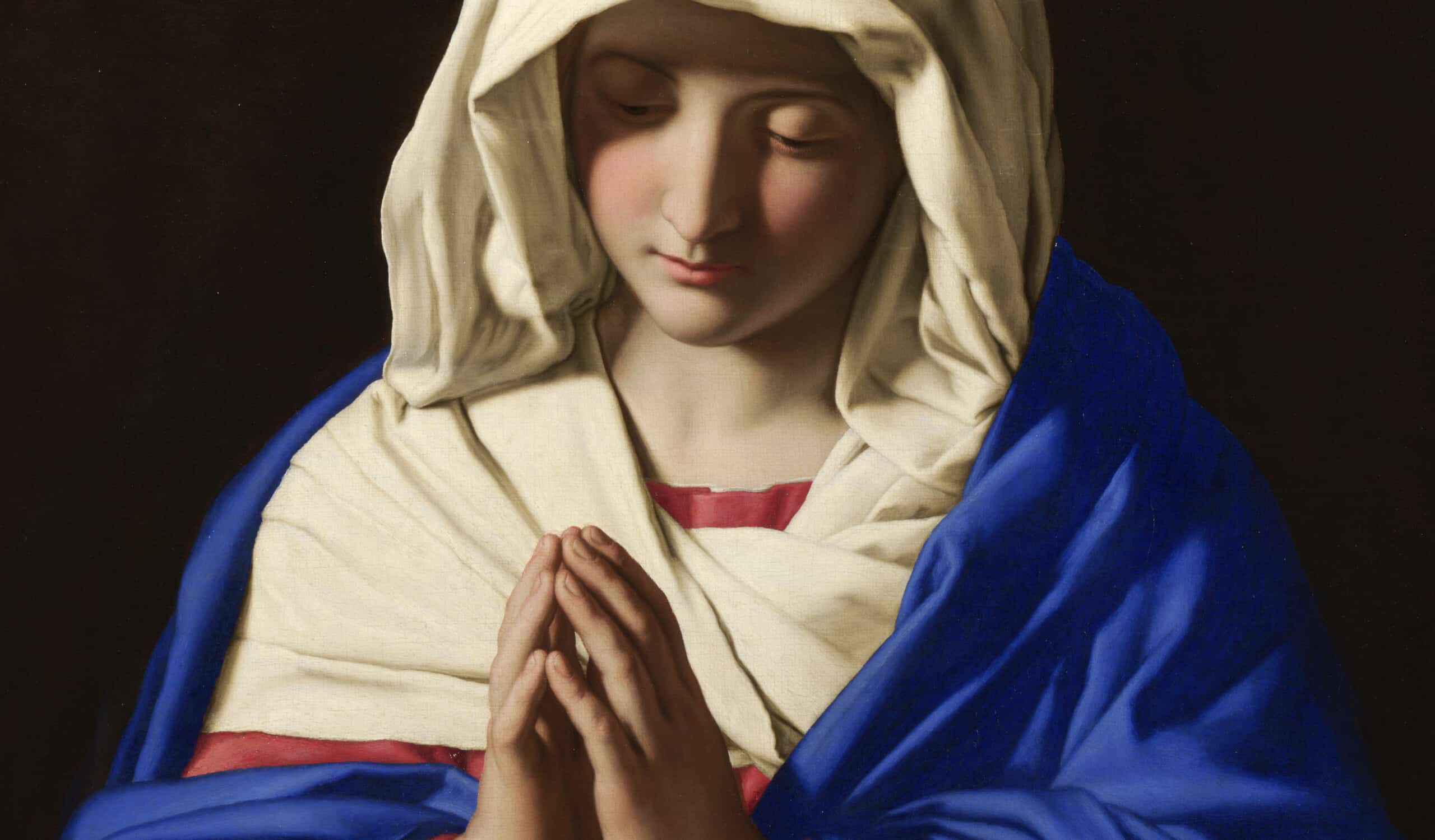 und zwar vor allem für die bildlichen Darstellungen von Jesus Christus oder der Jungfrau Maria. Hier „Die Jungfrau im Gebet“ (um 1640/50) von Giovanni Battista Salvi Sassoferrato; National Gallery