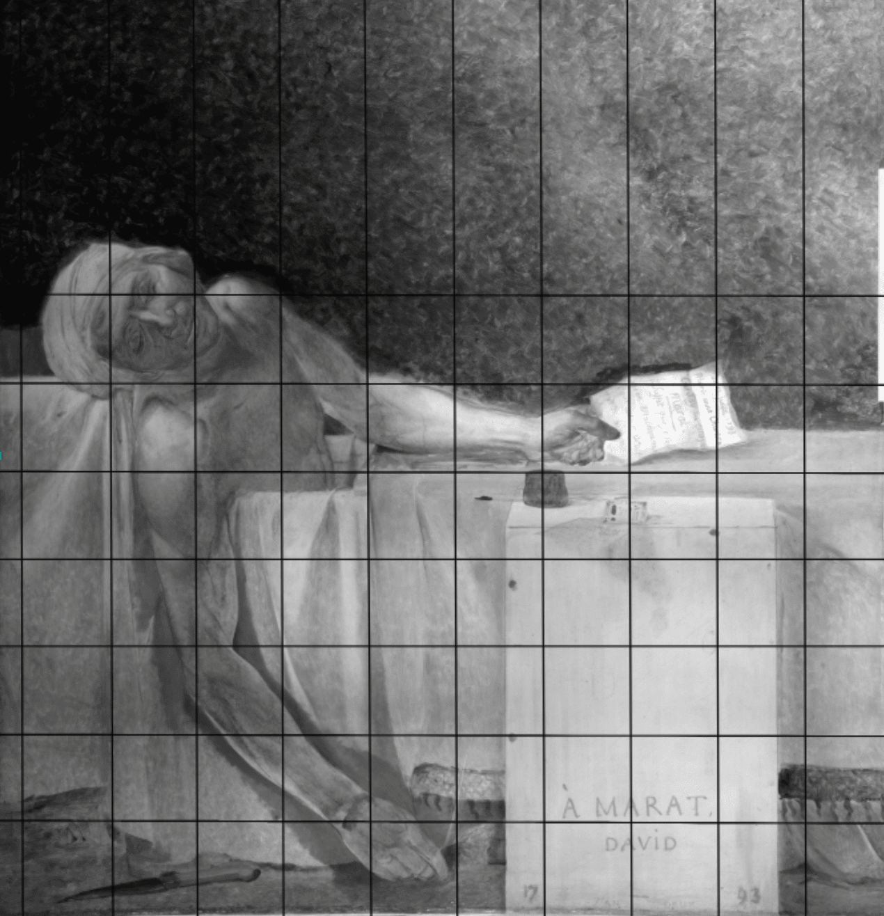 Die Infrarot-Reflektographie enthüllte, dass Teile von Jacques-Louis Davids Vorzeichnungen in das Gemälde einflossen. © Brussels, RMFAB / Samir Al-Hadd